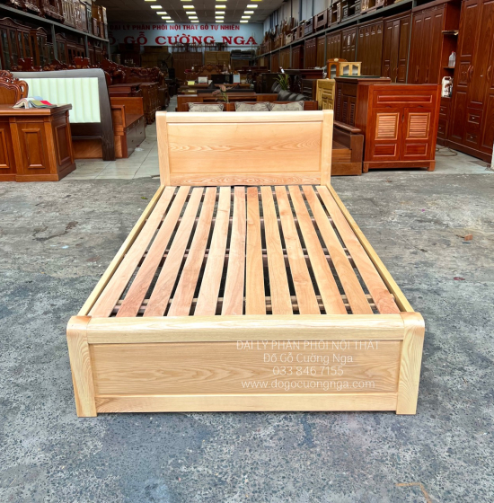 Giường Gỗ Sồi Nga 1m2x2m Giá Rẻ - Màu Tự Nhiên 