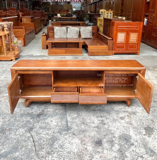 Kệ Tivi Gỗ Sồi Nga Hiện Đại Chân Xoắn KG 16.1