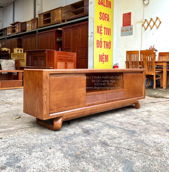 Kệ Tivi Gỗ Sồi Nga Hiện Đại Chân Xoắn KG 16.1