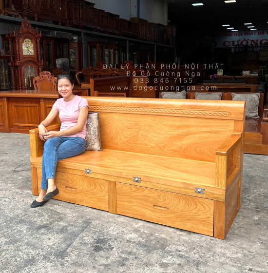 Giường Gấp Gỗ Gõ Đỏ 2 Ngăn Kéo Thông Minh