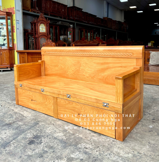 Giường Gấp Gỗ Gõ Đỏ 2 Ngăn Kéo Thông Minh