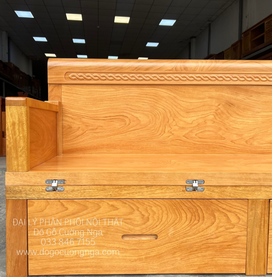 Giường Gấp Gỗ Gõ Đỏ 2 Ngăn Kéo Thông Minh