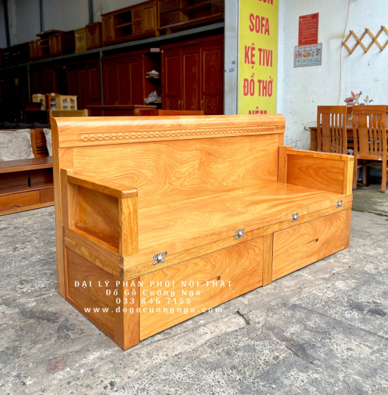 Giường Gấp Gỗ Gõ Đỏ 2 Ngăn Kéo Thông Minh