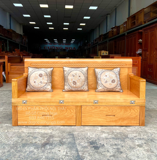 Giường Gấp Gỗ Gõ Đỏ 2 Ngăn Kéo Thông Minh