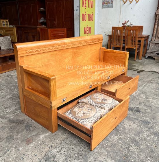 Giường Gấp Gỗ Gõ Đỏ 2 Ngăn Kéo Thông Minh