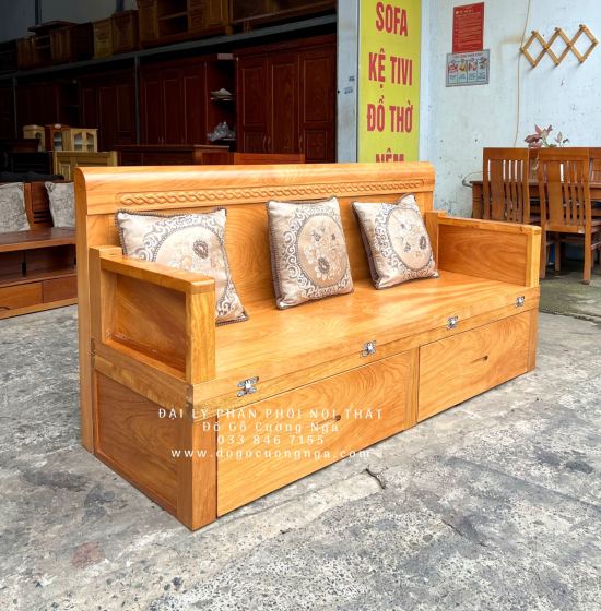 Giường Gấp Gỗ Gõ Đỏ 2 Ngăn Kéo Thông Minh