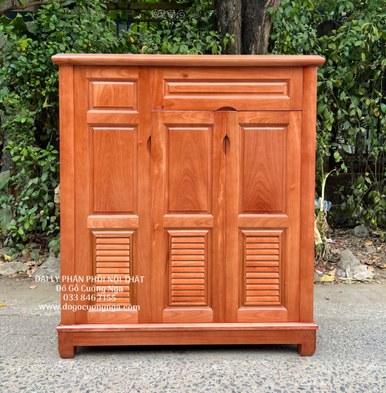 Tủ Giày Dép Gỗ Xoan Đào 3 Cánh Cao TG 17.11