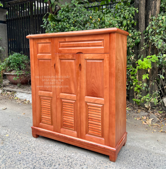 Tủ Giày Dép Gỗ Xoan Đào 3 Cánh Cao TG 17.11