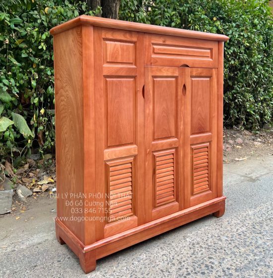 Tủ Giày Dép Gỗ Xoan Đào 3 Cánh Cao TG 17.11