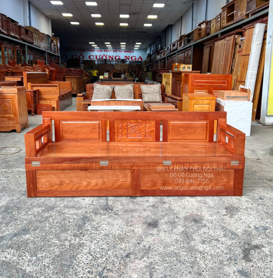 Giường Gấp Gỗ Xoan Đào 2 Ngăn Kéo Hiện Đại - Mặt Liền 