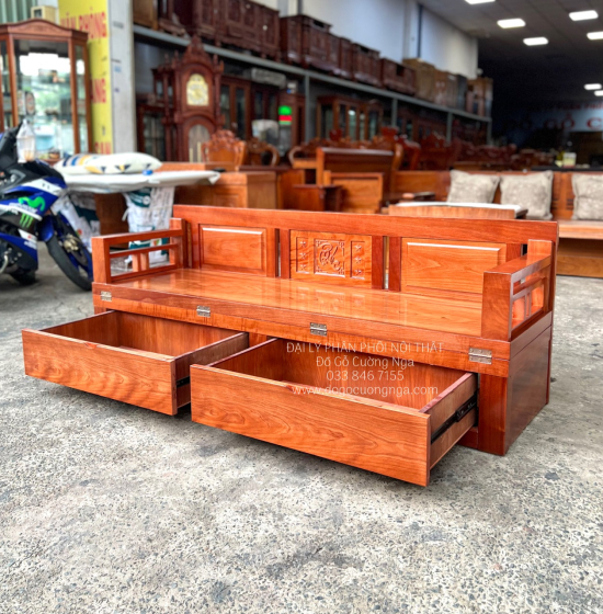 Giường Gấp Gỗ Xoan Đào 2 Ngăn Kéo Hiện Đại - Mặt Liền 