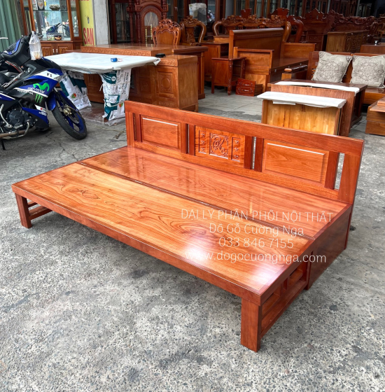Giường Gấp Gỗ Xoan Đào 1m2 Mặt Liền Đẹp