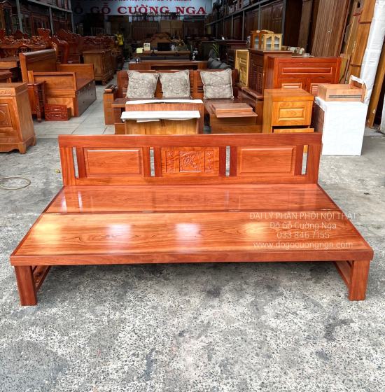 Giường Gấp Gỗ Xoan Đào 1m2 Mặt Liền Đẹp