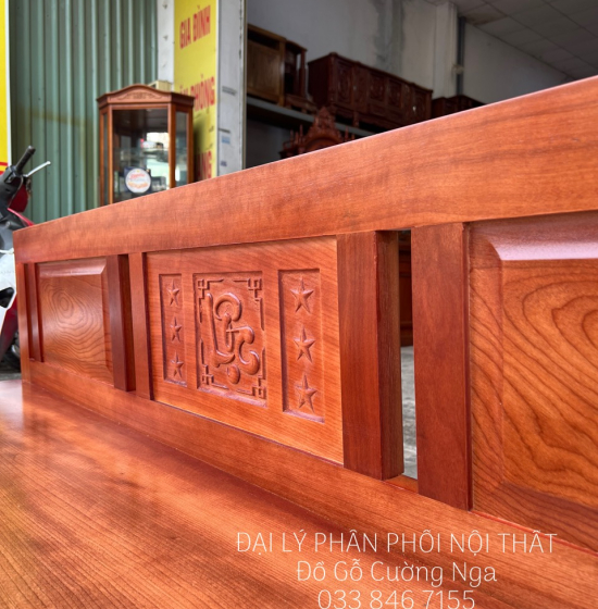 Giường Gấp Gỗ Xoan Đào 1m2 Mặt Liền Đẹp