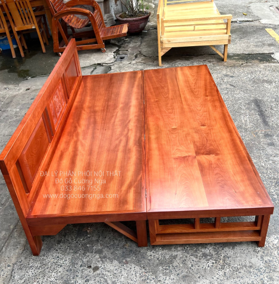 Giường Gấp Gỗ Xoan Đào 2 Ngăn Kéo Hiện Đại - Mặt Liền 