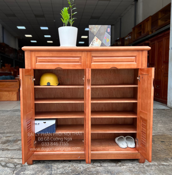 Tủ Giày Cao Gỗ Xoan Đào 4 Cánh TG 17.10