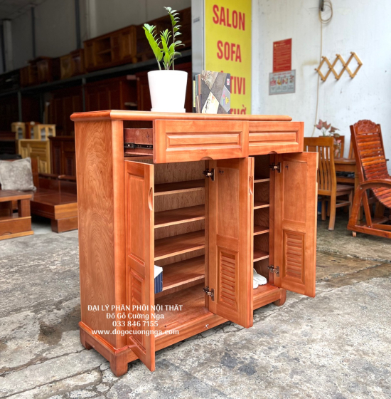 Tủ Giày Cao Gỗ Xoan Đào 4 Cánh TG 17.10