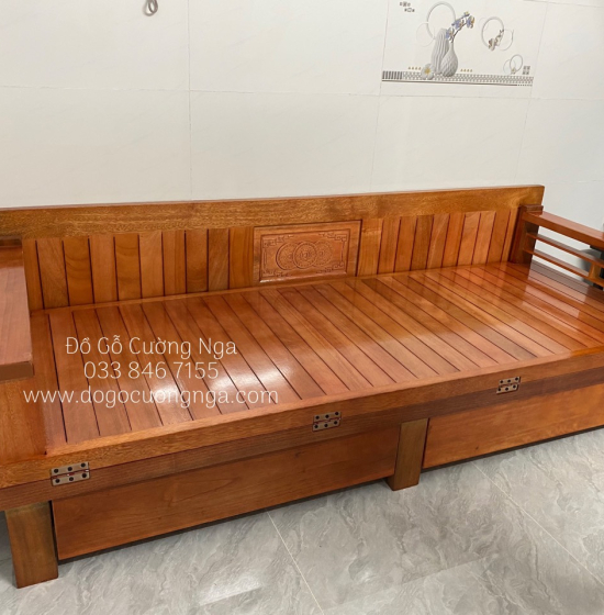 Giường Gấp Gỗ Sồi 2 Ngăn Kéo 1m6x2m - Màu Xoan Giá Rẻ 