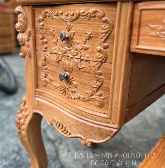 Bàn Trang Điểm Gỗ Gõ Đỏ Nữ Hoàng 1m2 Cao Cấp TĐ 18.2