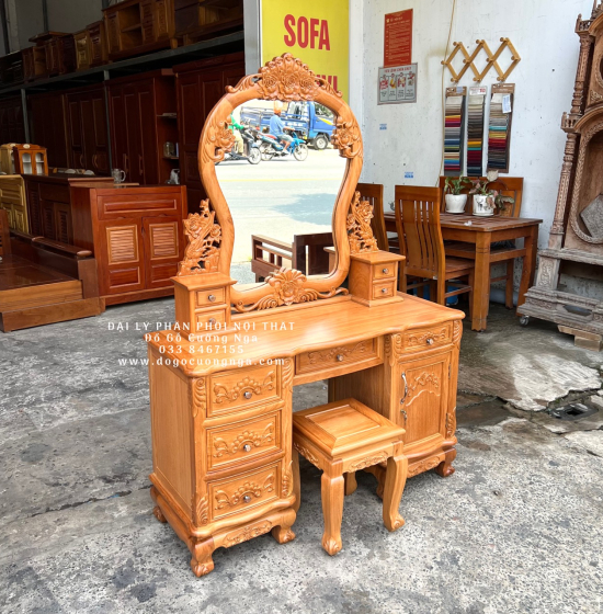 Bàn Phấn Trang Điểm Gỗ Gõ Đỏ 1m2 Cao Cấp TĐ 18.1