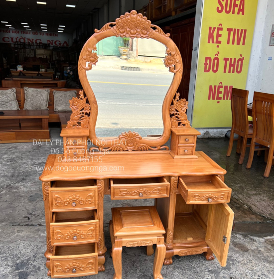 Bàn Phấn Trang Điểm Gỗ Gõ Đỏ 1m2 Cao Cấp TĐ 18.1