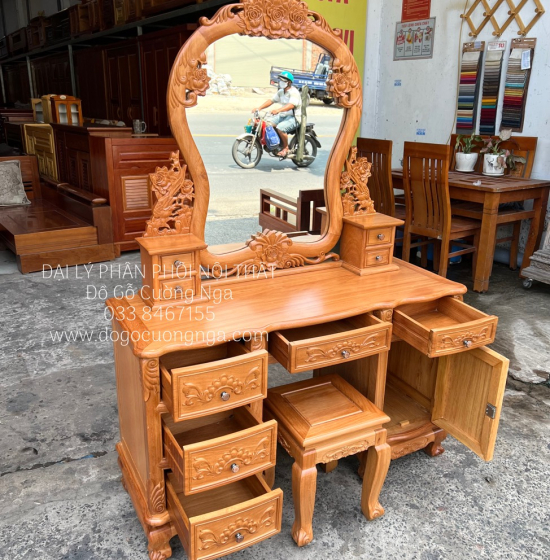 Bàn Phấn Trang Điểm Gỗ Gõ Đỏ 1m2 Cao Cấp TĐ 18.1