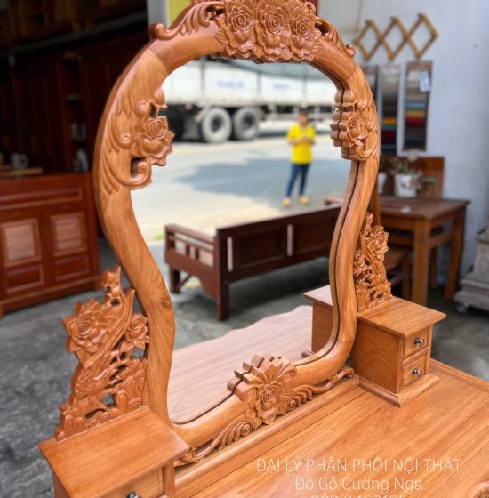 Bàn Phấn Trang Điểm Gỗ Gõ Đỏ 1m2 Cao Cấp TĐ 18.1