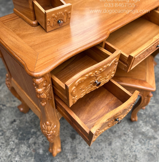 Bàn Phấn Trang Điểm Gỗ Gõ Đỏ 1m2 Cao Cấp TĐ 18.1