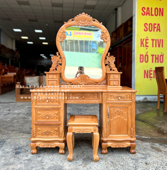 Bàn Phấn Trang Điểm Gỗ Gõ Đỏ 1m2 Cao Cấp TĐ 18.1