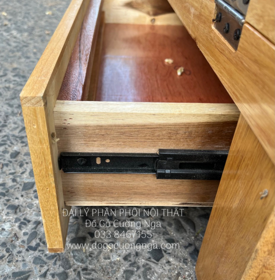Giường Gấp Gỗ Sồi 2 Ngăn Kéo 1m4x1m9 Màu Tự Nhiên Giá Rẻ 