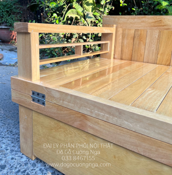 Giường gấp gỗ sồi 2 ngăn kéo 1m2x1m9 - màu tự nhiên 