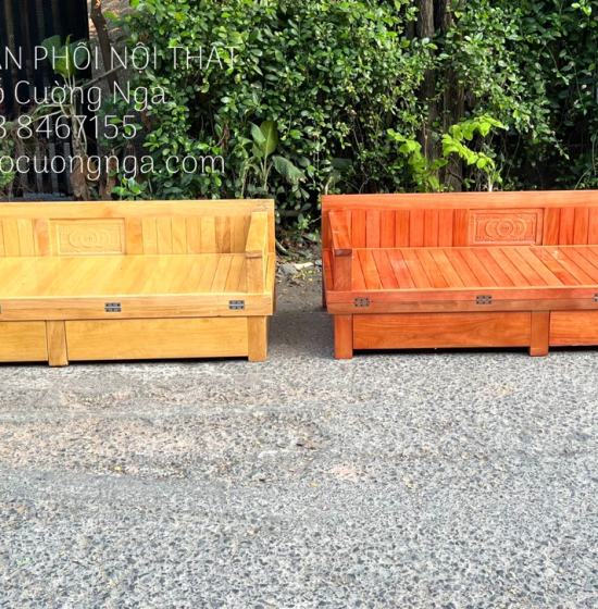 Giường Gấp Gỗ Sồi 2 Ngăn Kéo 1m4x1m9 Màu Tự Nhiên Giá Rẻ 