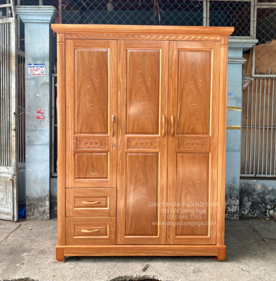 Tủ áo gỗ đinh hương lào 3 cánh 