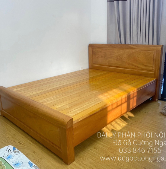 Giường Ngủ Gỗ Gõ Đỏ Mẫu Bắt Chỉ Hiện Đại - Phản Thưa 