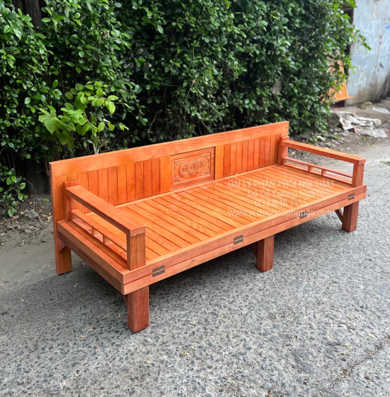 Giường Gấp Thành Ghế Gỗ Sồi 1m2x1m9 Màu Xoan Đẹp 