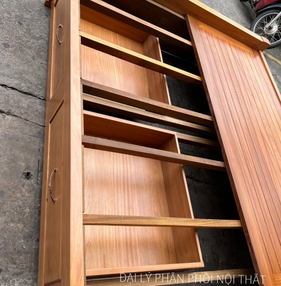 Giường Gỗ Gõ Đỏ Cao Cấp 2 Ngăn Kéo Mẫu X Cong 