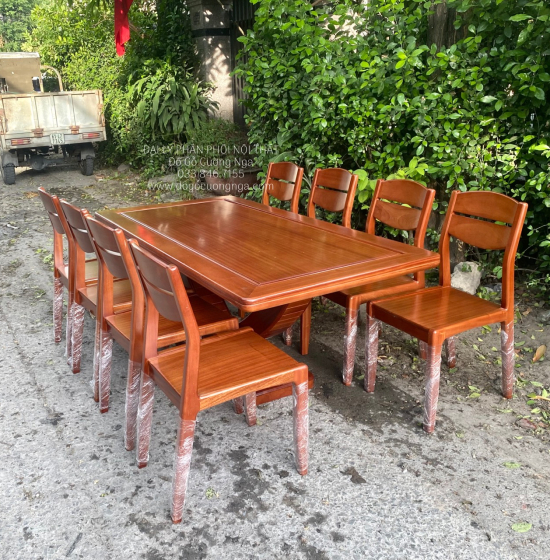 Bàn Ăn Gỗ Xoan Đào 8 Ghế Chân Thuyền BG 11-20