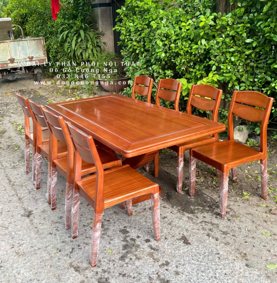 Bàn Ăn Gỗ Xoan Đào 8 Ghế Chân Thuyền BG 11-20