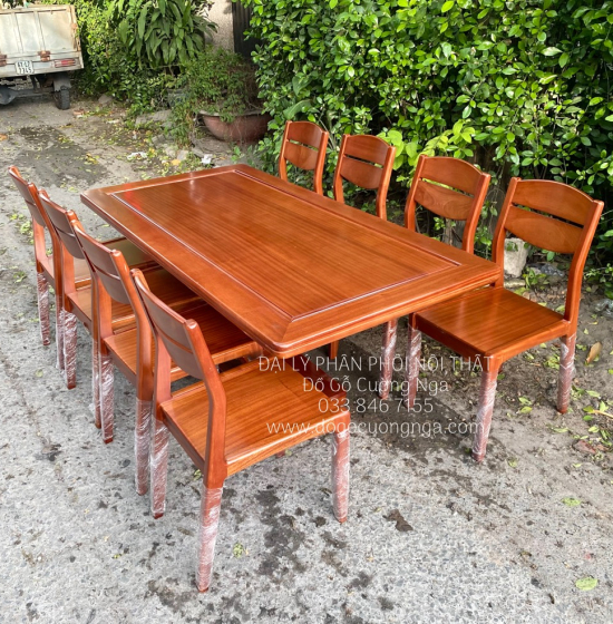 Bàn Ăn Gỗ Xoan Đào 8 Ghế Chân Thuyền BG 11-20