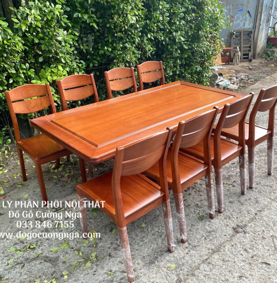 Bàn Ăn Gỗ Xoan Đào 8 Ghế Chân Thuyền BG 11-20