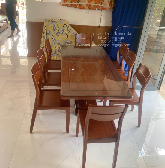 Bàn Ăn Gỗ Xoan Đào 8 Ghế Chân Thuyền BG 11-20
