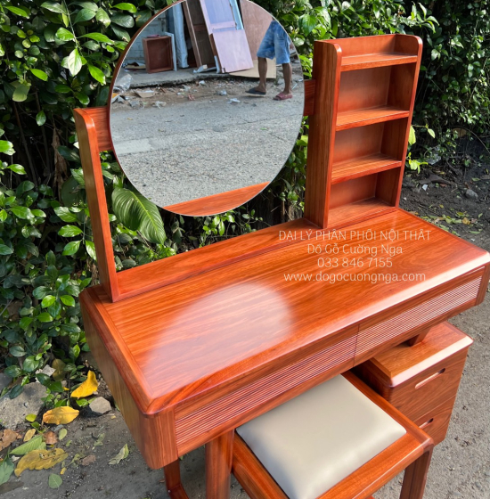 Bàn Phấn Trang Điểm Gỗ Cẩm Vân 1m Hiện Đại TĐ 18.12