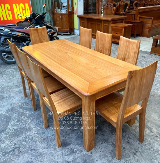 Bàn Ăn Gỗ Gõ Đỏ 8 Ghế Đơn Giản Hiện Đại BG 11-13
