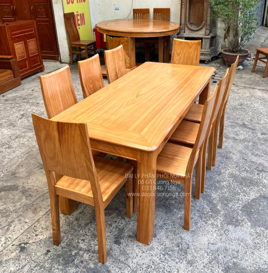 Bàn Ăn Gỗ Gõ Đỏ 8 Ghế Đơn Giản Hiện Đại BG 11-13