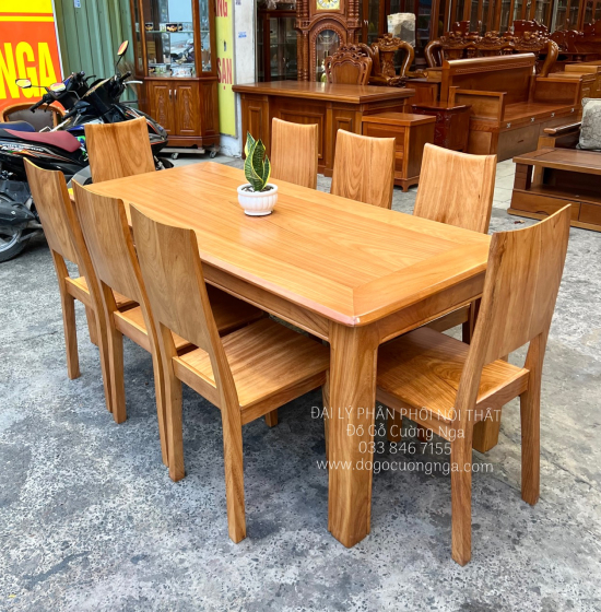 Bàn Ăn Gỗ Gõ Đỏ 8 Ghế Đơn Giản Hiện Đại BG 11-13