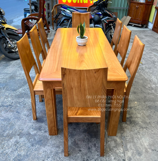 Bàn Ăn Gỗ Gõ Đỏ 8 Ghế Đơn Giản Hiện Đại BG 11-13
