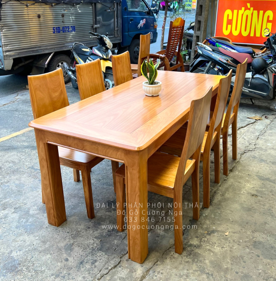 Bộ Bàn Ăn Gỗ Gõ Đỏ 6 Ghế Sang Trọng Hiện Đại