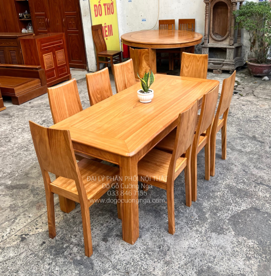 Bàn Ăn Gỗ Gõ Đỏ 8 Ghế Đơn Giản Hiện Đại BG 11-13