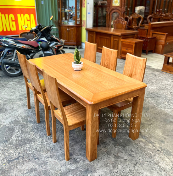 Bộ Bàn Ăn Gỗ Gõ Đỏ 6 Ghế Sang Trọng Hiện Đại