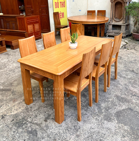 Bộ Bàn Ăn Gỗ Gõ Đỏ 6 Ghế Sang Trọng Hiện Đại
